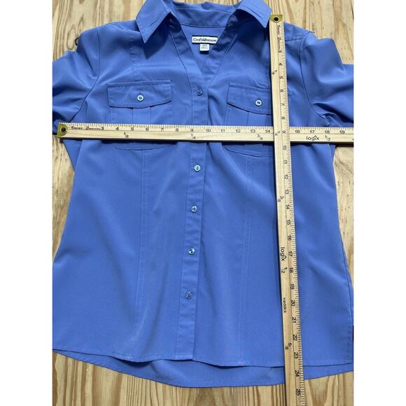Croft & Barrow Button Up Dress Shirt Women’s Petite M 3/4 Sleeve Pocket Stretch - Picture 6 of 6